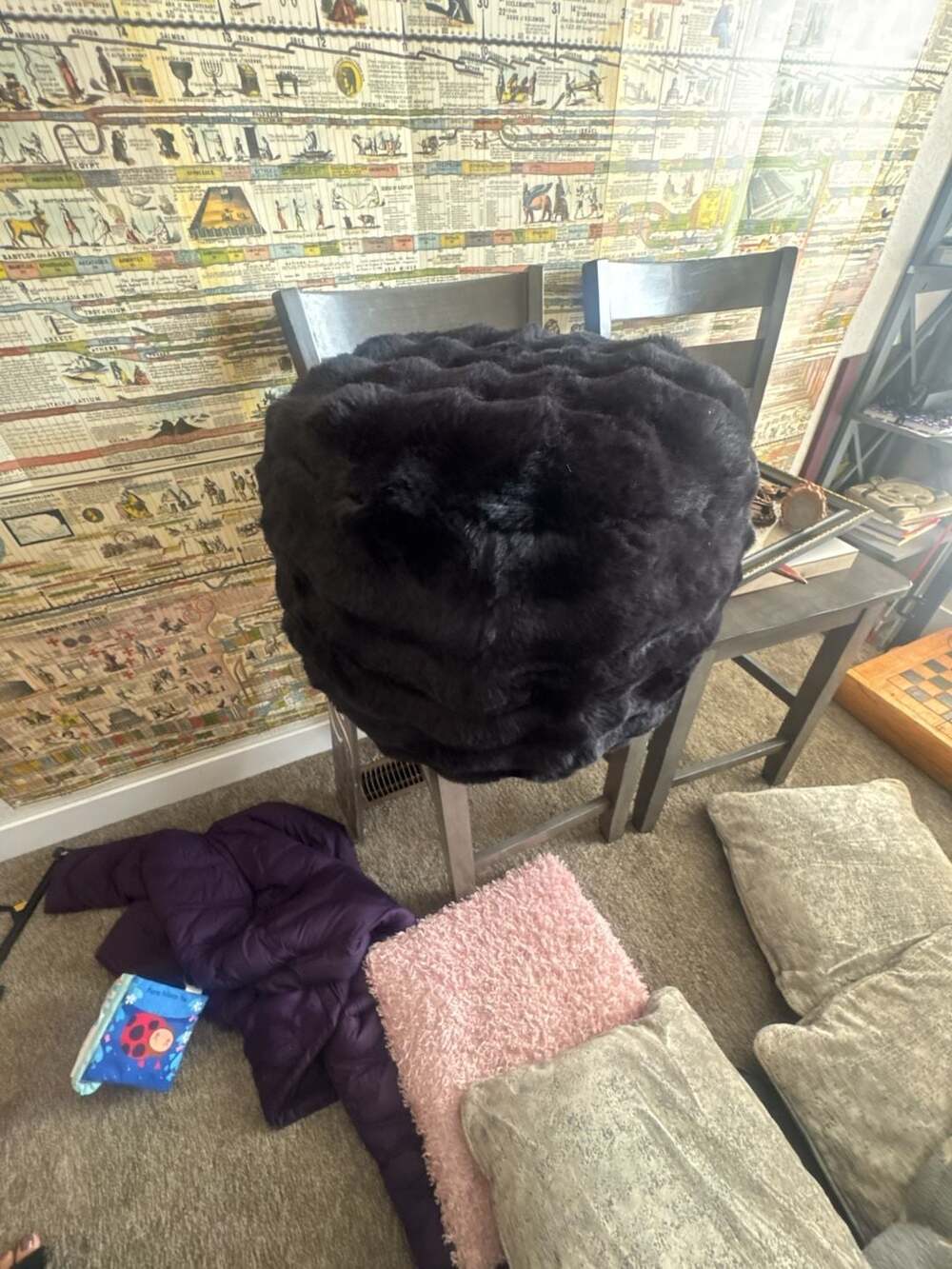 Black Faux Fur Winter Hat